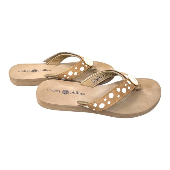 Lindsay Phillips Switchflops Polka Dot Tan Flip Flops Sandals Interchangeable 7 - Picture 7 of 7